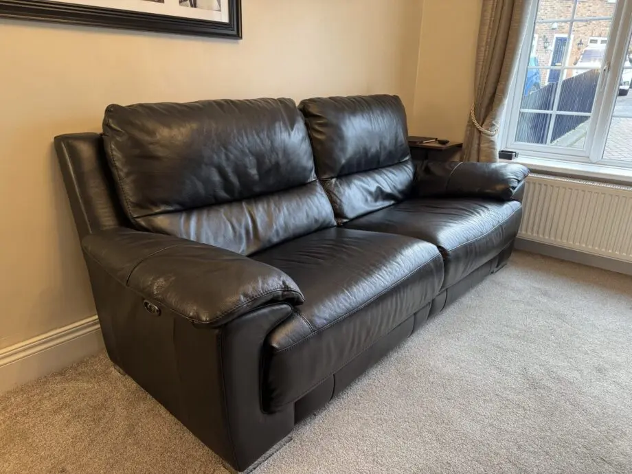 DFS Falcon Black Leather Power Recliner 2 & 3 Seater Set