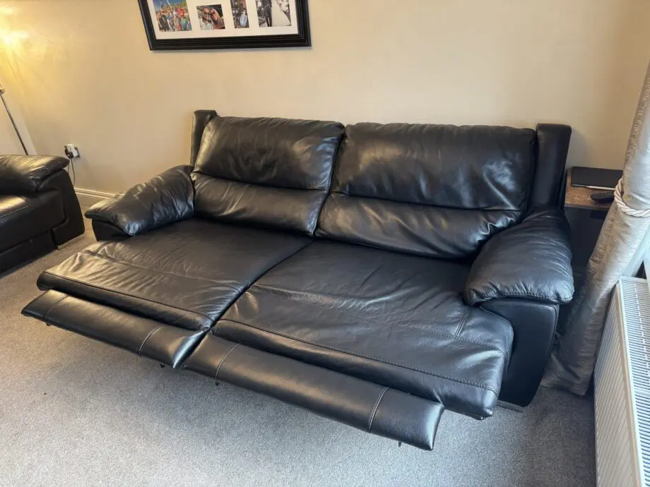 DFS Falcon Black Leather Power Recliner 2 & 3 Seater Set