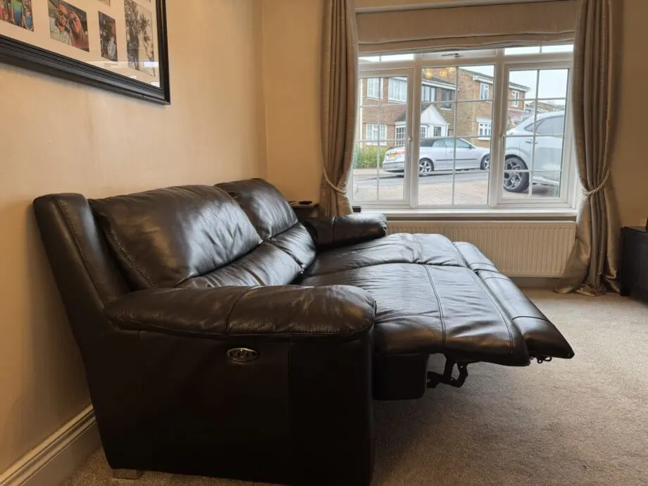 DFS Falcon Black Leather Power Recliner 2 & 3 Seater Set
