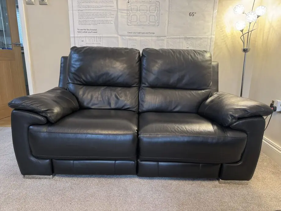 DFS Falcon Black Leather Power Recliner 2 & 3 Seater Set