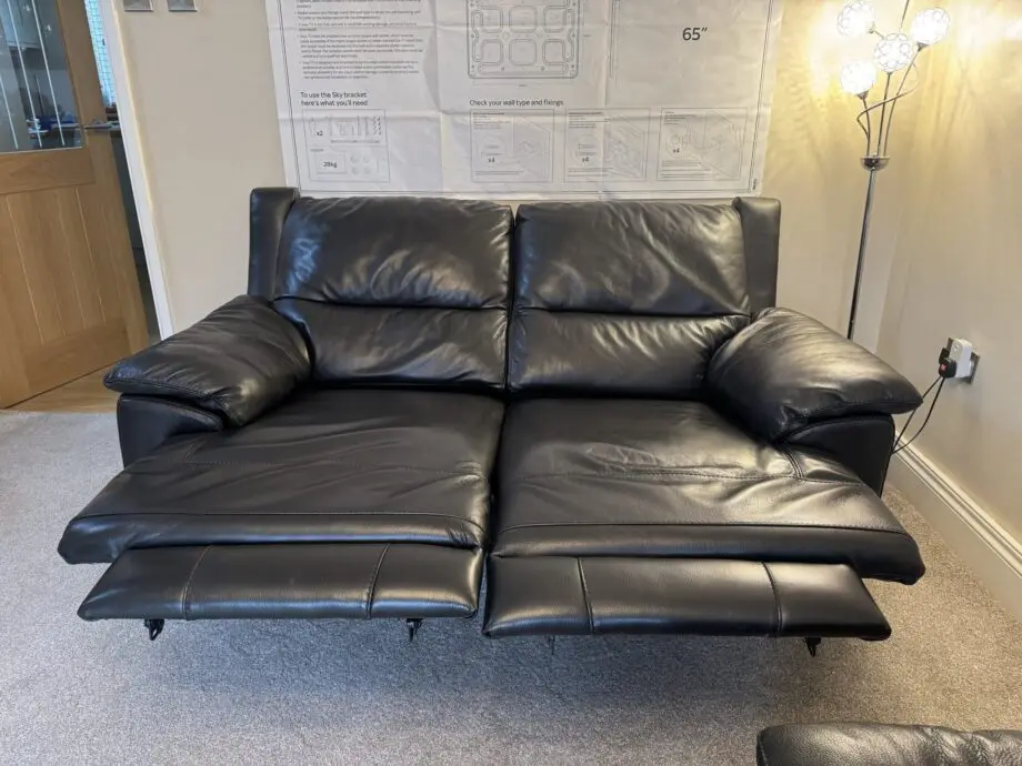 DFS Falcon Black Leather Power Recliner 2 & 3 Seater Set