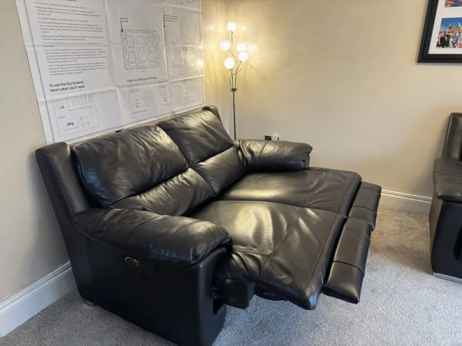 DFS Falcon Black Leather Power Recliner 2 & 3 Seater Set