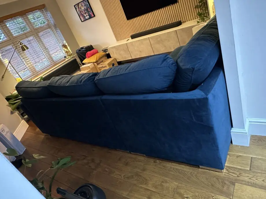 Large Blue Corner Sofa with Futon