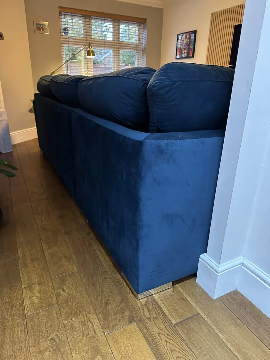Large Blue Corner Sofa with Futon