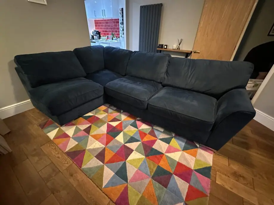 Large Blue Corner Sofa with Futon