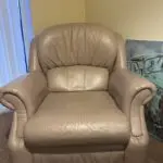 Pink leather armchair
