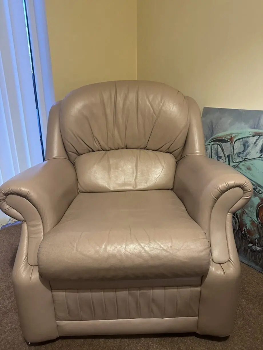 Pink leather armchair