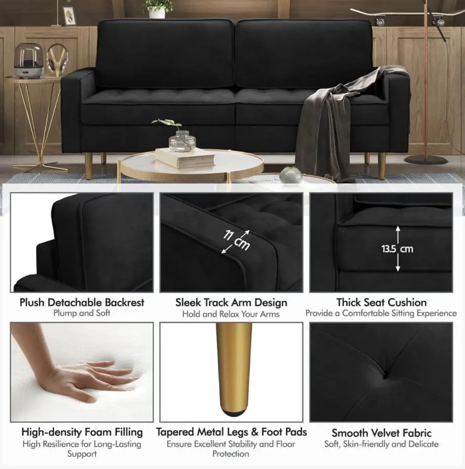 Velvet fabric sofa
