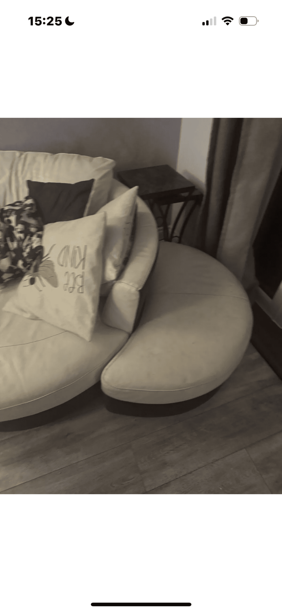Italian Leather Cream Sofa & Swivel Chair with Ottoman + Footstool (DFS)