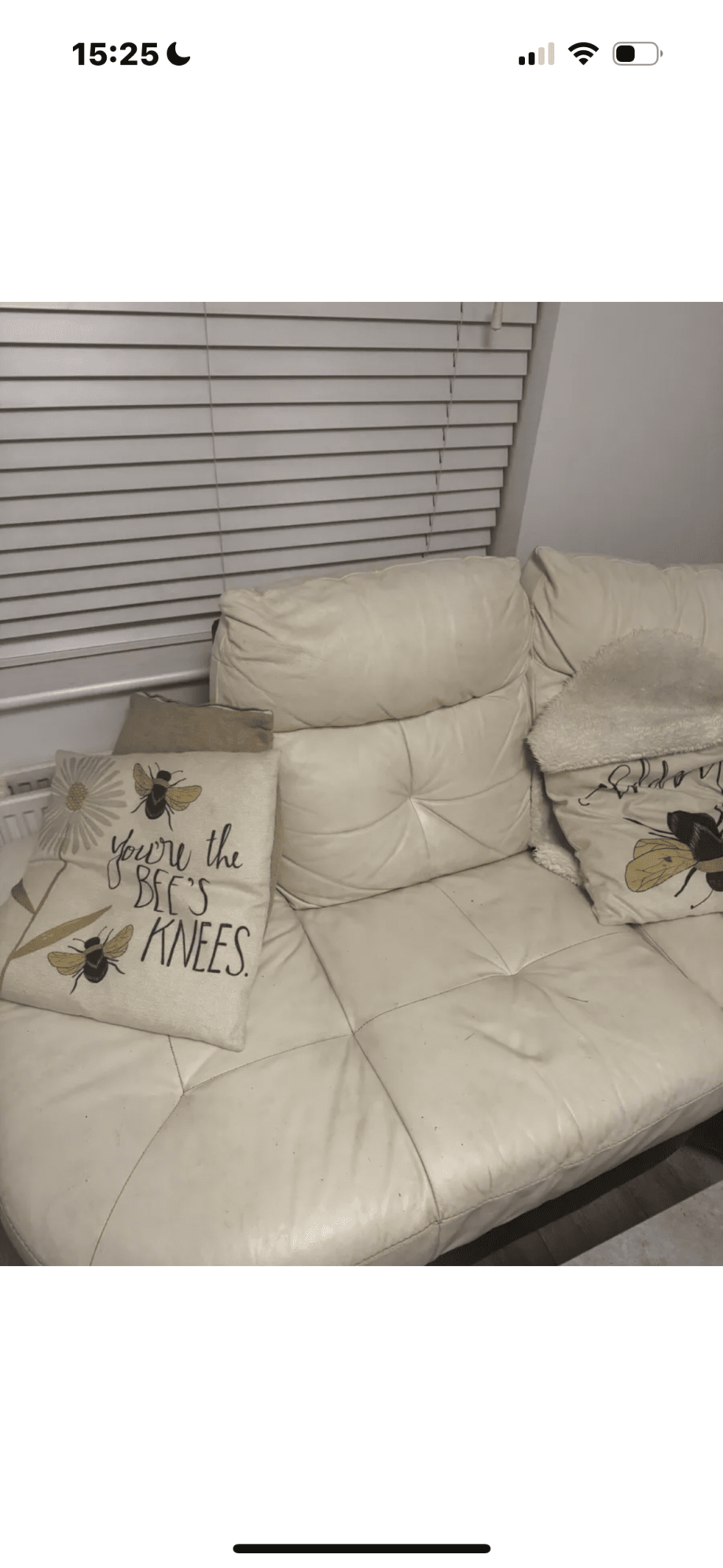 Italian Leather Cream Sofa & Swivel Chair with Ottoman + Footstool (DFS)