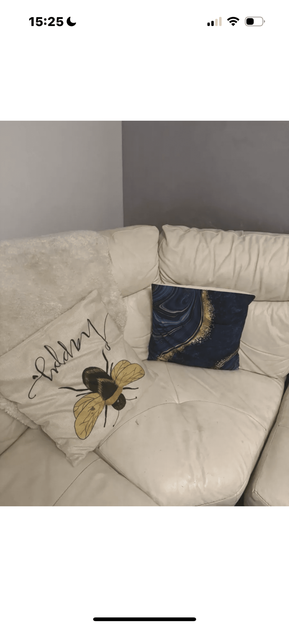 Italian Leather Cream Sofa & Swivel Chair with Ottoman + Footstool (DFS)