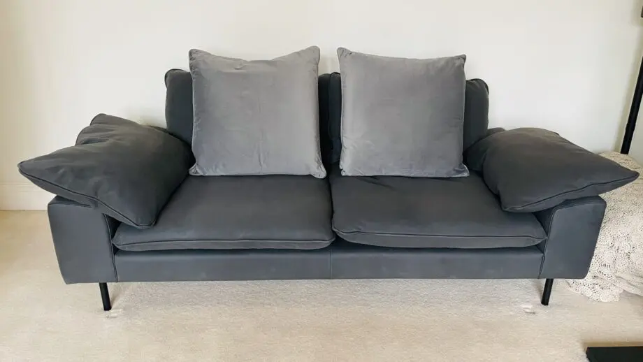 2 Seater & 3 Seater Falllyn Charcoal Leather Sofa Set