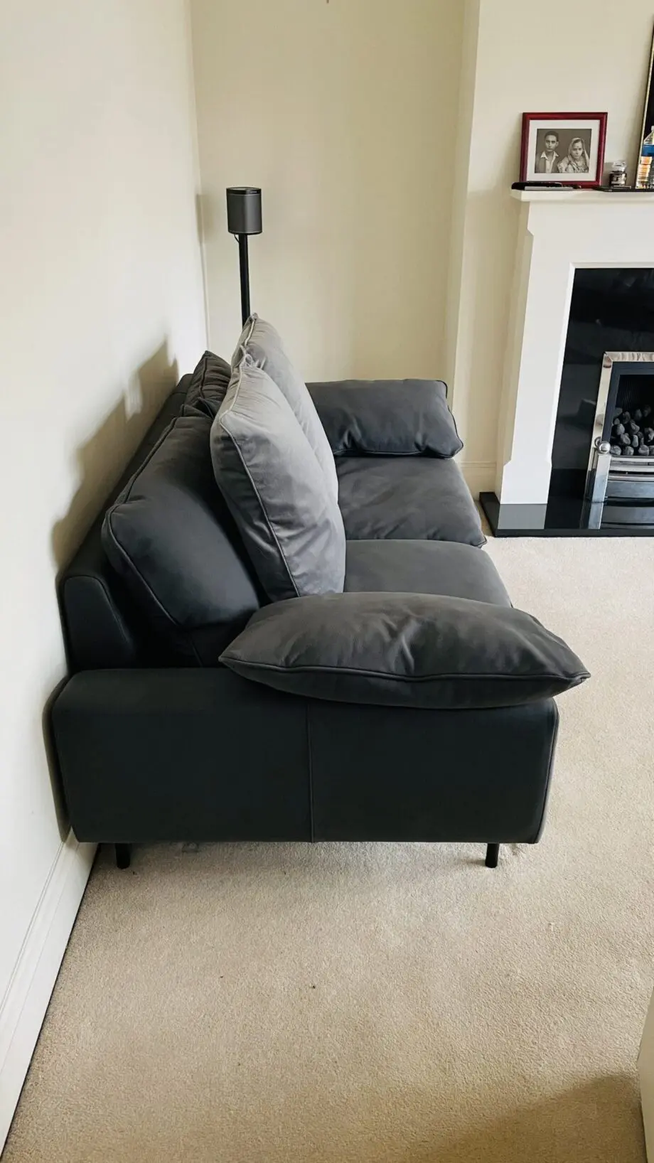 2 Seater & 3 Seater Falllyn Charcoal Leather Sofa Set