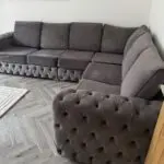 Steel Grey Plush Velvet Sofa