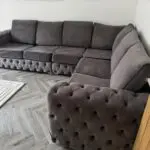 Steel Grey Plush Velvet Sofa