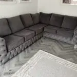 Steel Grey Plush Velvet Sofa