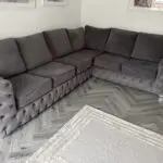 Steel Grey Plush Velvet Sofa