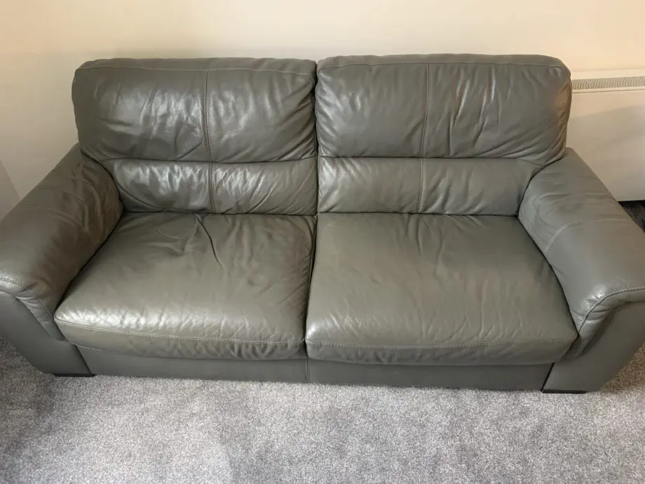 Dfs grey leather 3 seater