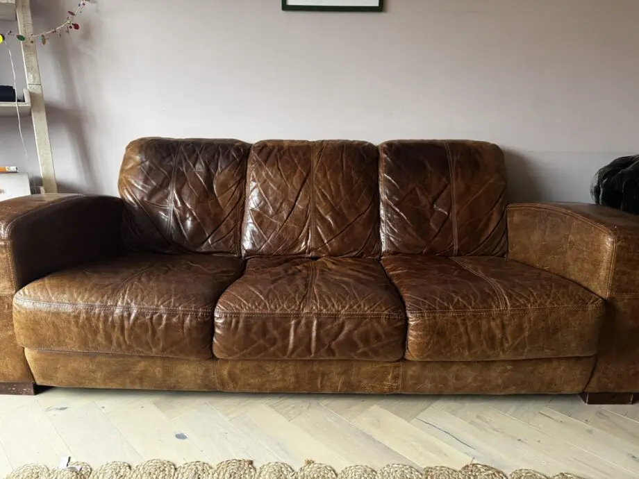 Oakworld Tuscany 3 Seater Italian Leather Sofa | Brianza Cognac Brown