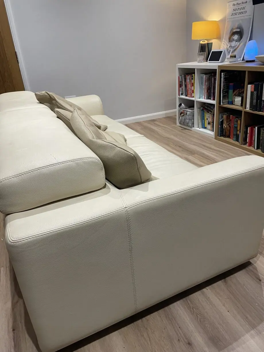 Rochebobois cream leather 2 seater sofa