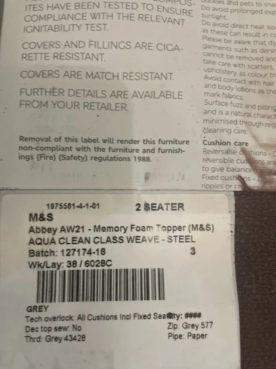 M&S Abbey grey 2 seater sofa