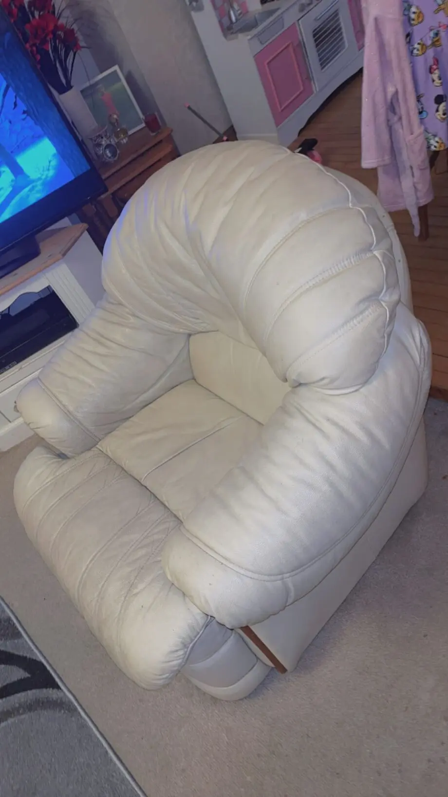 Cream leather sofa