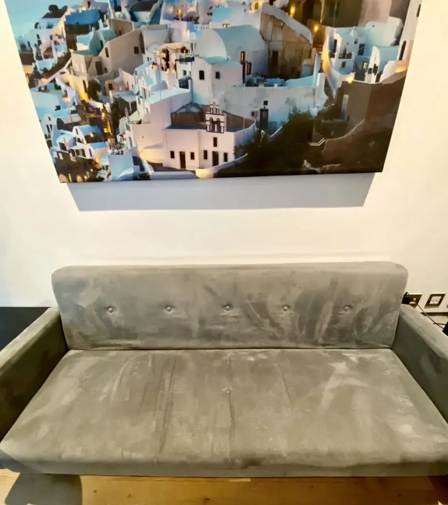 Plush velvet silver grey sofa bed