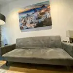Plush velvet silver grey sofa bed