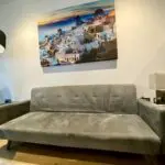 Plush velvet silver grey sofa bed