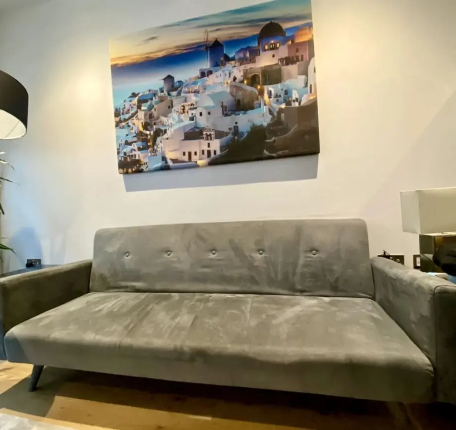 Plush velvet silver grey sofa bed
