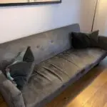 Plush velvet silver grey sofa bed