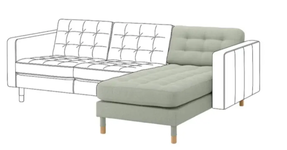 New condition Landskrona single seater chaise longue, add on unit in Gunnared light green.