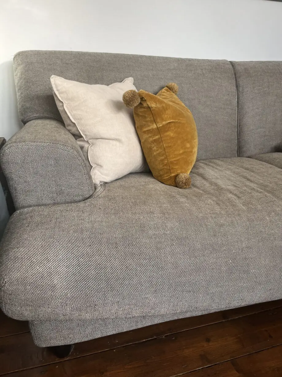 Habitat grey natural woven striped linen 3 seater sofa