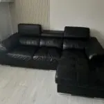 Brady - Black - Leather 3 seater right hand chaise