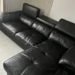 Brady - Black - Leather 3 seater right hand chaise