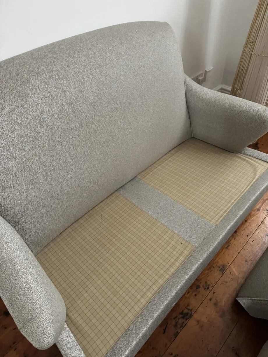 High-back French Louis-style two-seater sofa