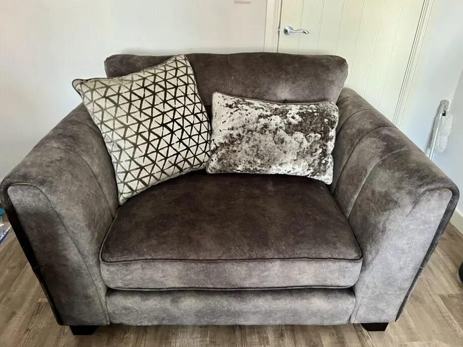 Furniture Village Ariana 3 Seater Sofa + Snuggle Chair + Footstool (Dapple mink)