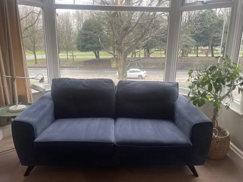 Dark blue crushed velvet 3 seat sofa