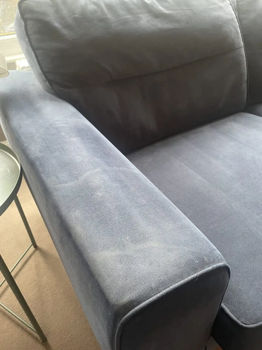 Dark blue crushed velvet 3 seat sofa