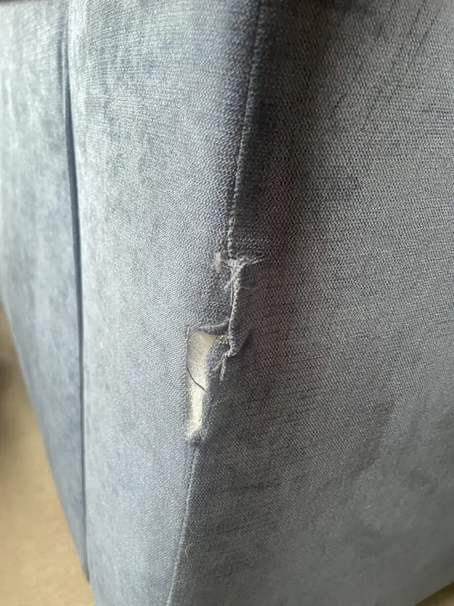 Dark blue crushed velvet 3 seat sofa