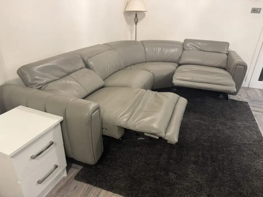 Electronic Reclining Grey Corner Sofa in Good Condition