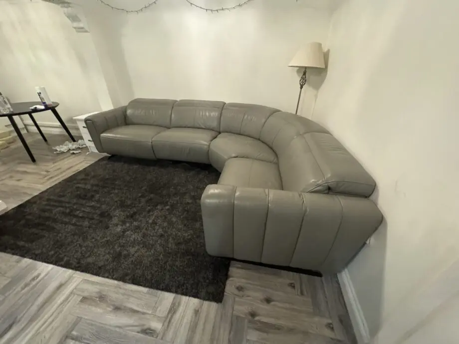 Electronic Reclining Grey Corner Sofa in Good Condition