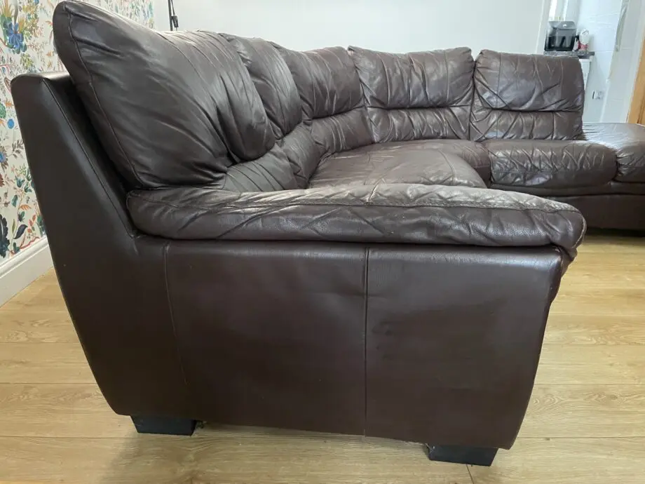 Dark Brown Leather Corner Sofa