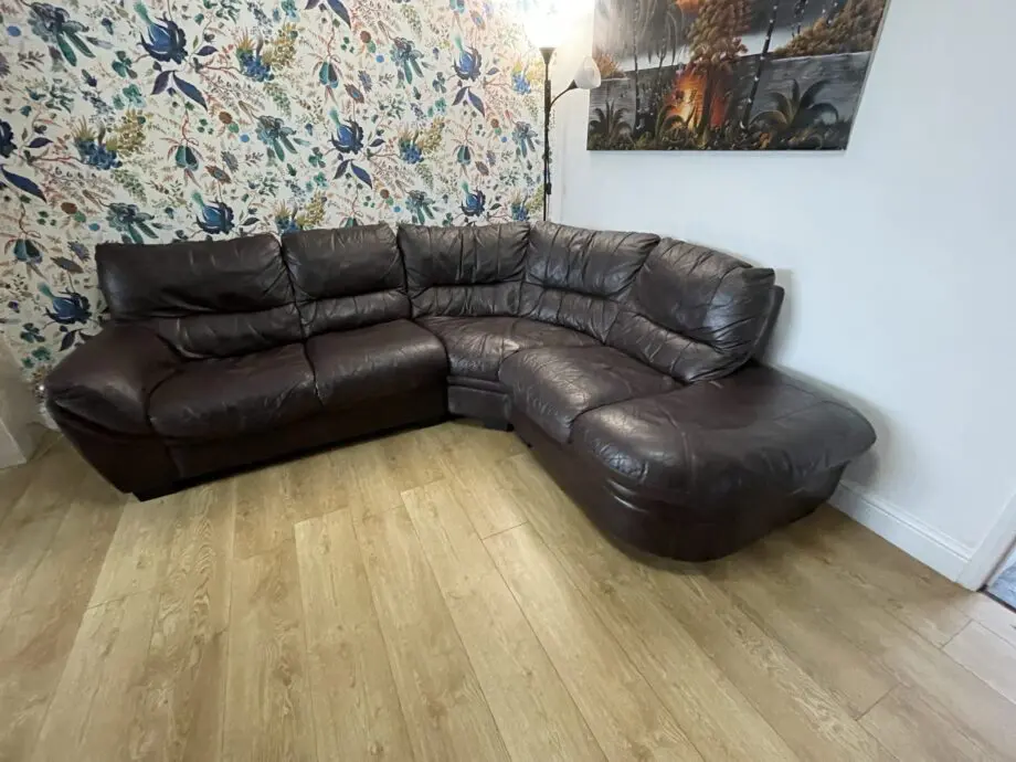Dark Brown Leather Corner Sofa