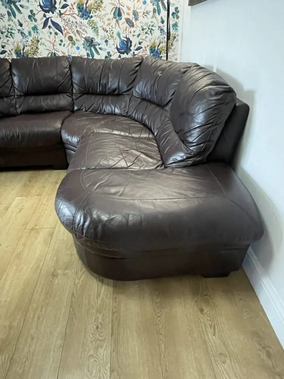 Dark Brown Leather Corner Sofa