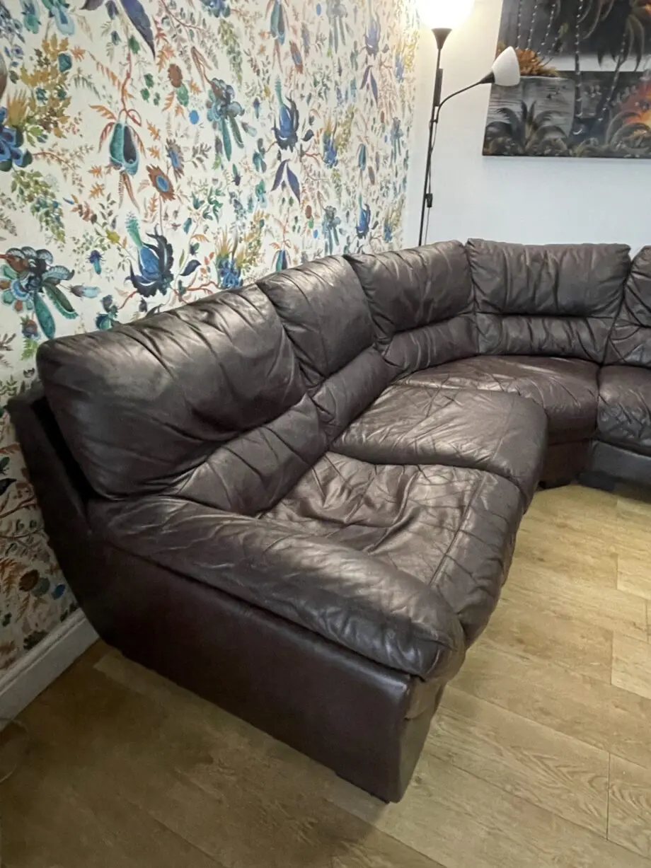Dark Brown Leather Corner Sofa