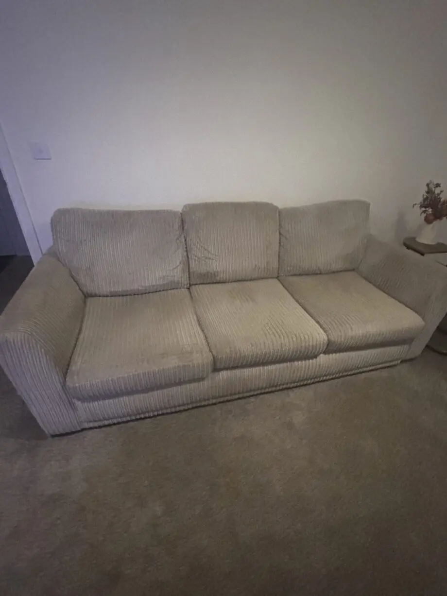 Grey 3 seater corded sofa