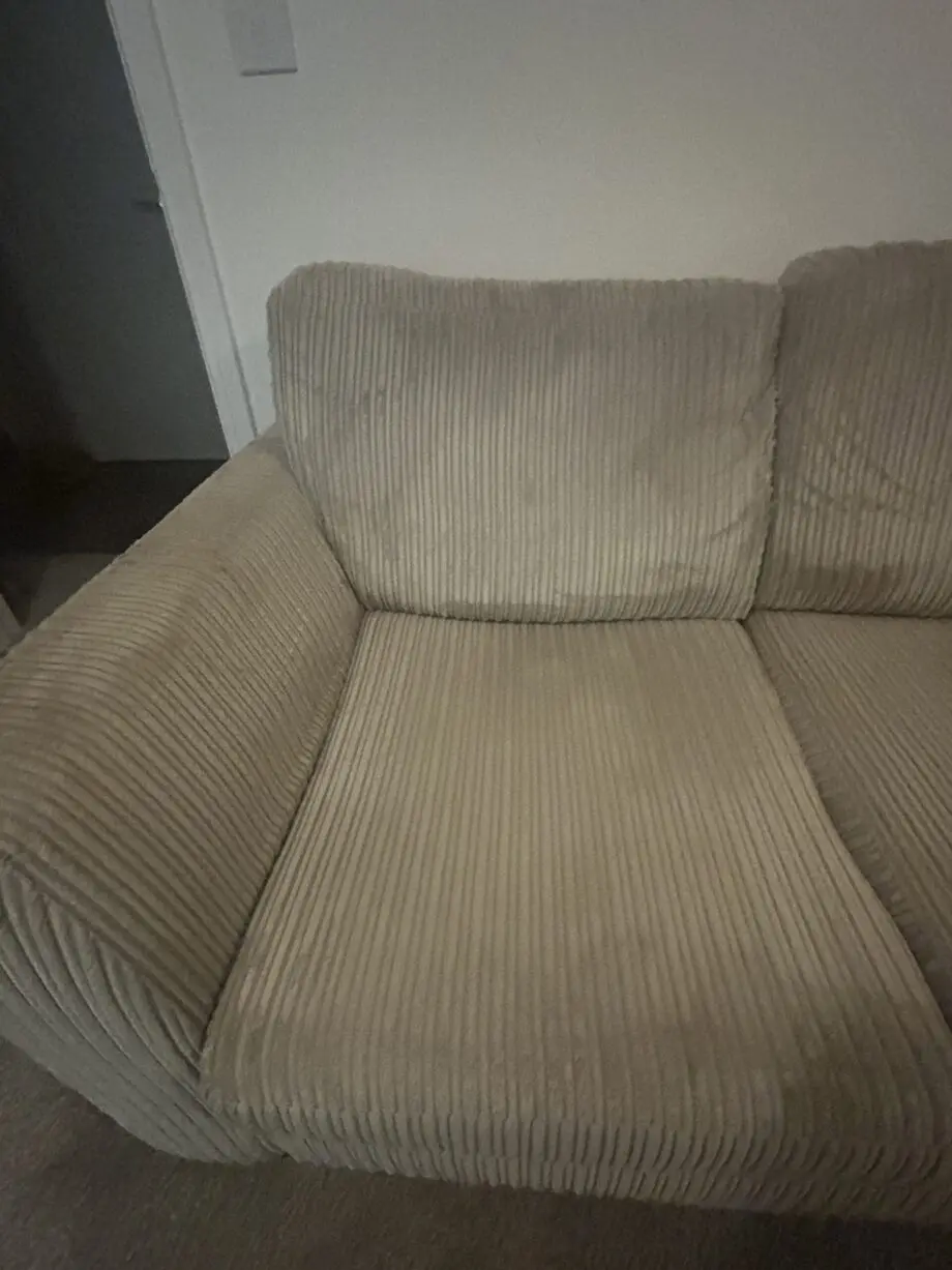 Grey 3 seater corded sofa