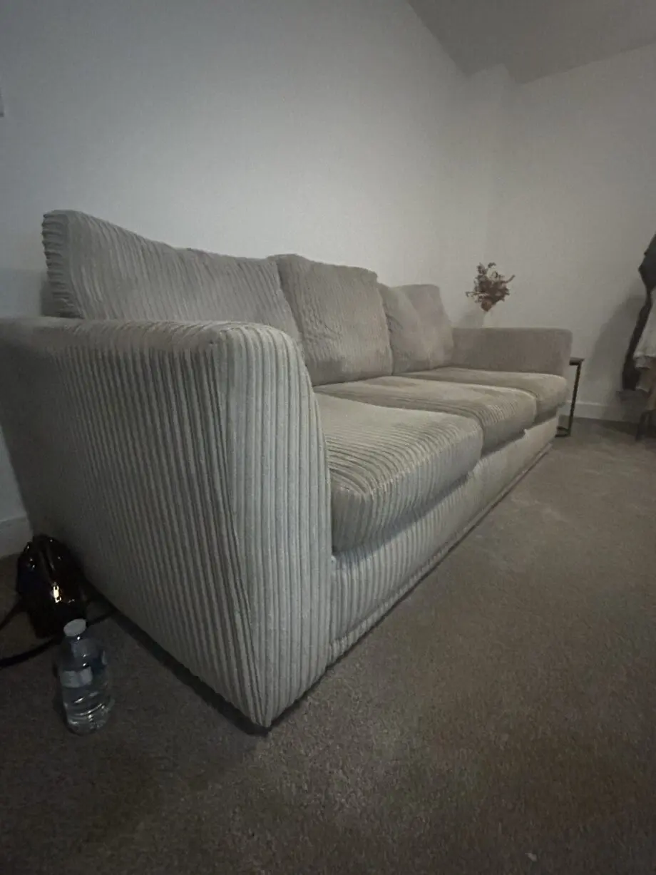 Grey 3 seater corded sofa