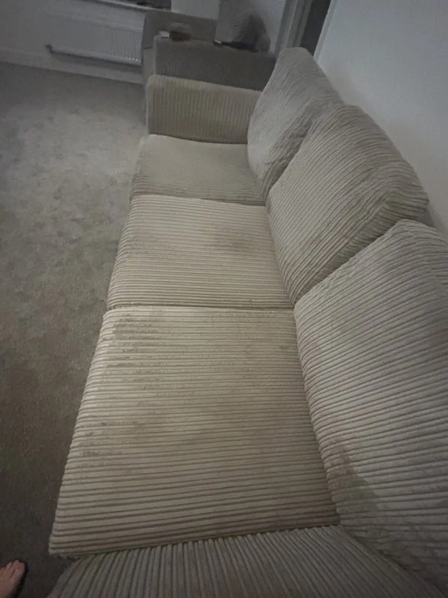 Grey 3 seater corded sofa